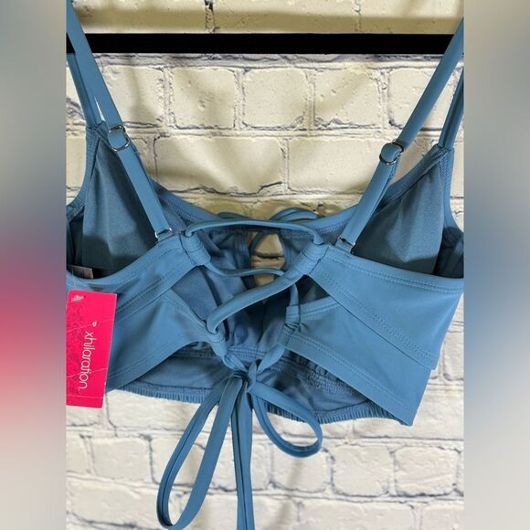 NWT Blue Xhilaration Vacation Beach Coastal Classic Minimalist Bikini Swimsuit L - Picture 5 of 16